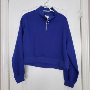 H&M | DIVIDED Blue Cropped Half-Zip Sweatshirt